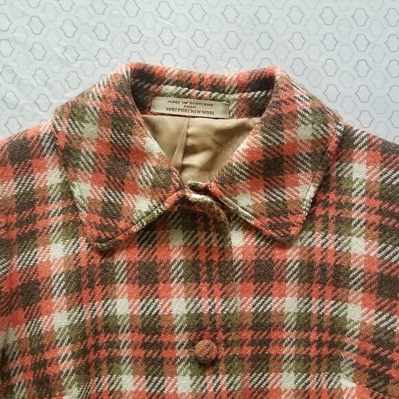 VTG Scottish Gala Forest Macneil and Moore Orange Brown Checkered Tweed Jacket - Picture 4 of 9